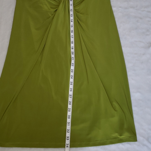 Ronni Nicole green cap sleeve gather waist Silver Buckle dress Size 16 - Picture 9 of 14